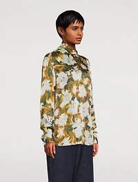 Contisy Silk Turtleneck Top Floral Print