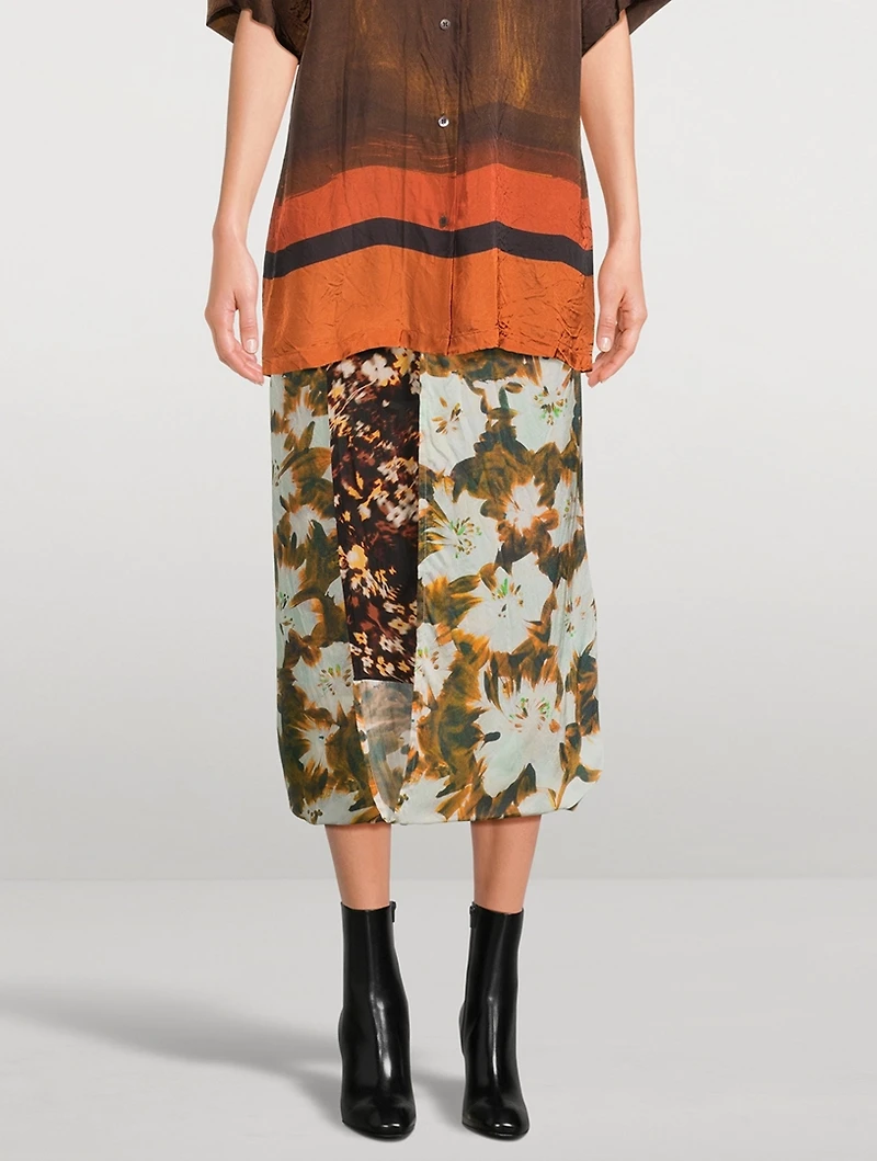 Spa Silk-Blend Midi Skirt