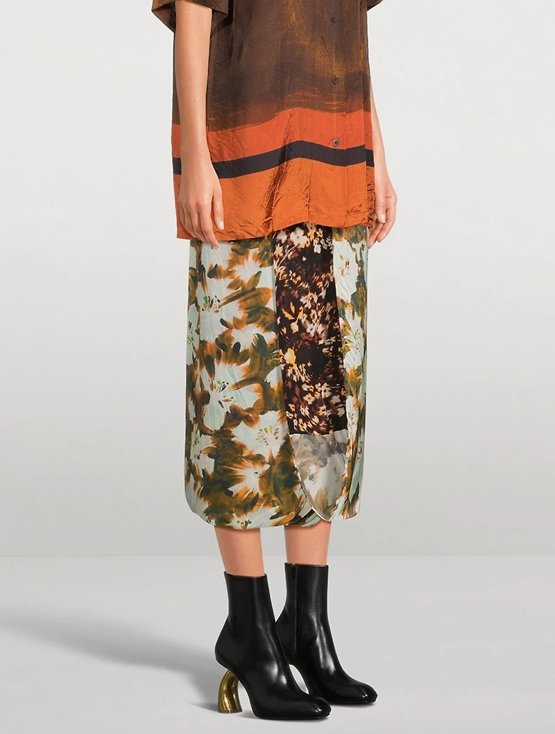 Spa Silk-Blend Midi Skirt
