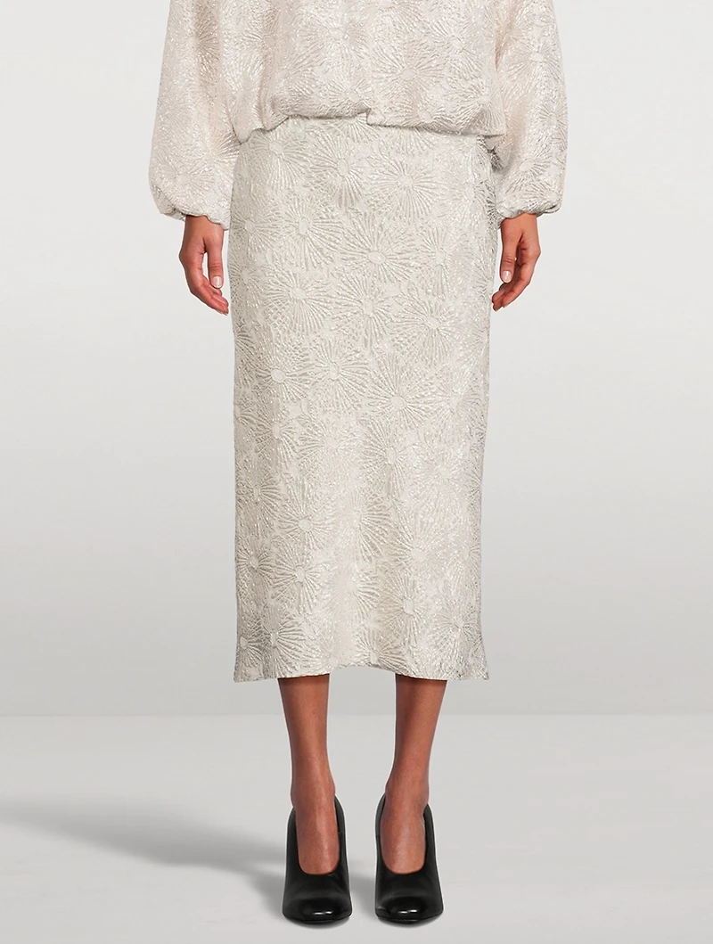 Separ Silk-Blend Floral Midi Skirt