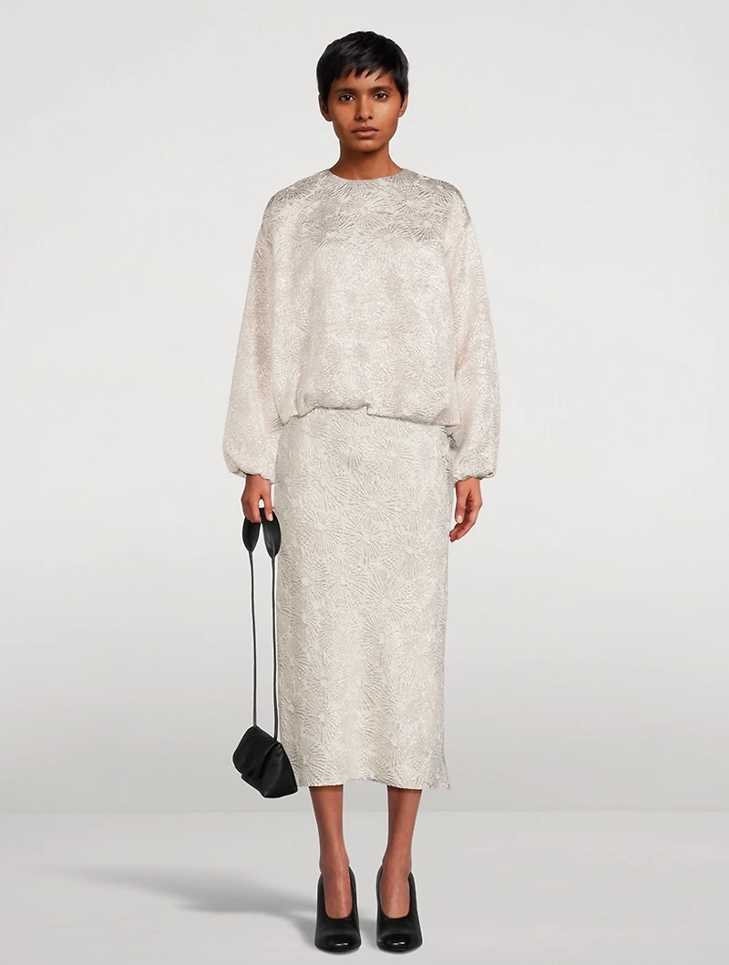 Separ Silk-Blend Floral Midi Skirt
