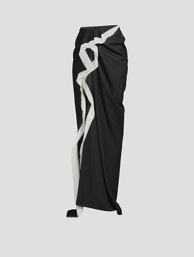 Sinam Wool Skirt Pinstripe Print