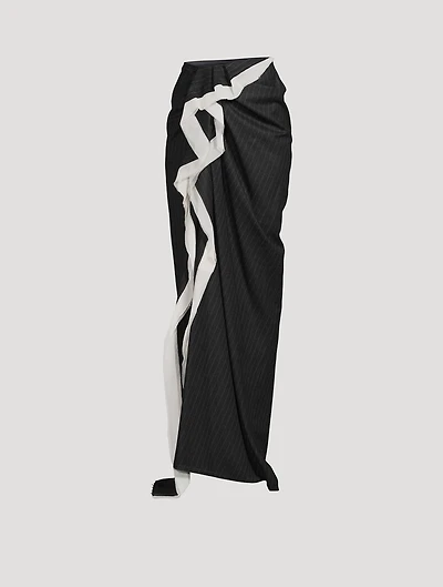 Sinam Wool Skirt Pinstripe Print