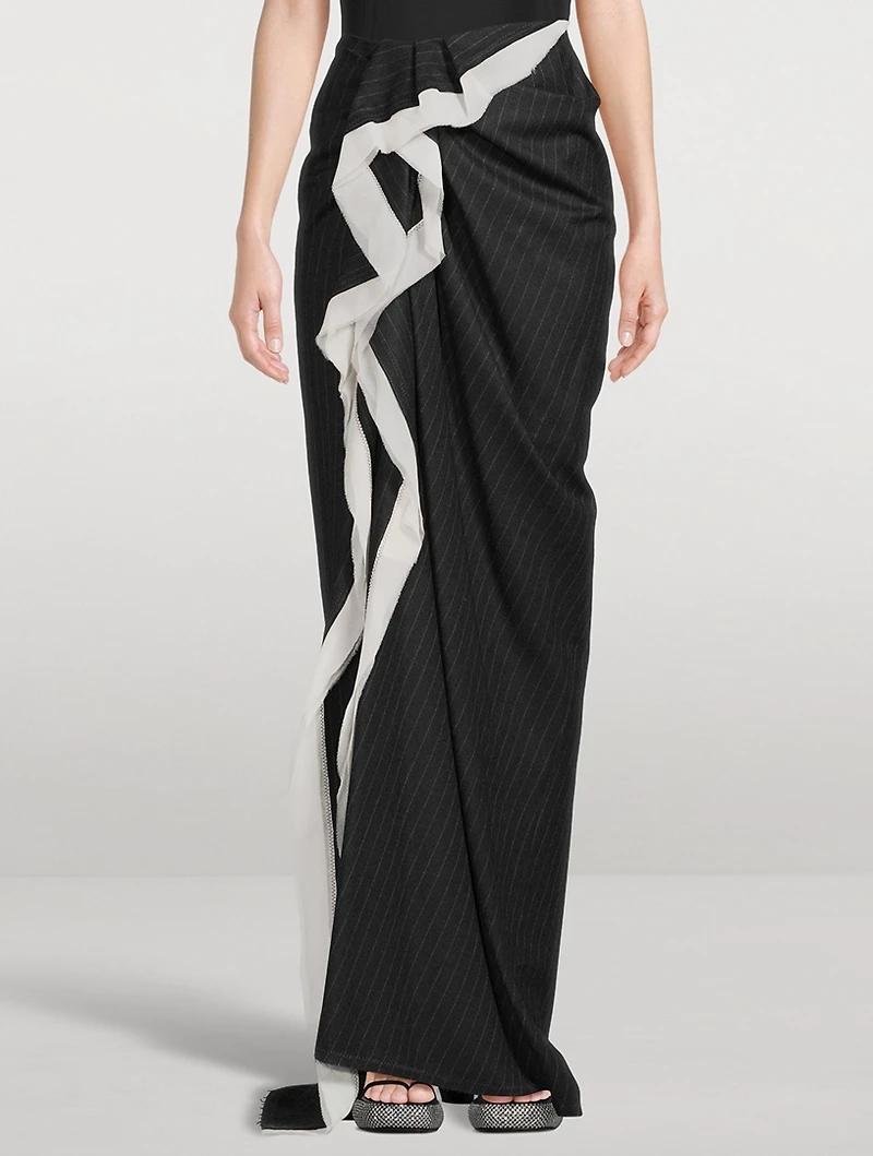 Sinam Wool Skirt Pinstripe Print