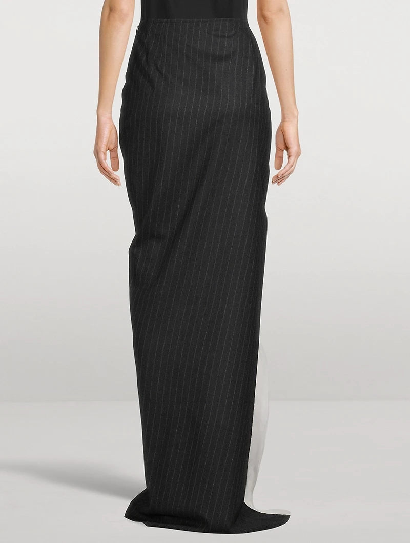 Sinam Wool Skirt Pinstripe Print