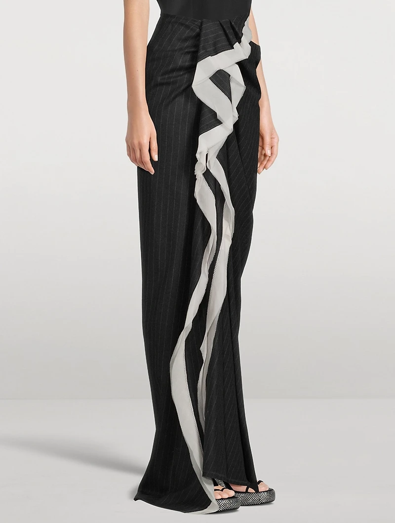 Sinam Wool Skirt Pinstripe Print
