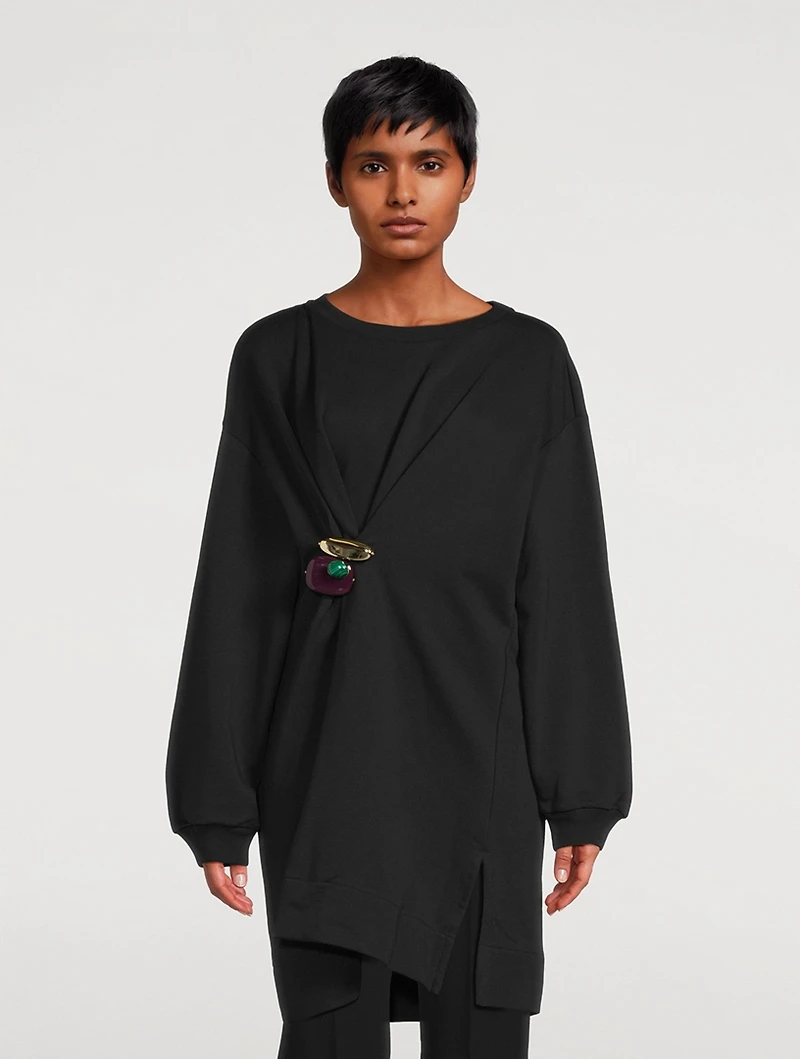 Halka Embellished Draped Sweatshirt