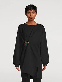 Halka Embellished Draped Sweatshirt