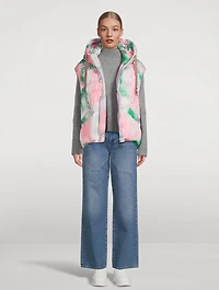 Puff Iconic Velour Down Vest In Bandana Print