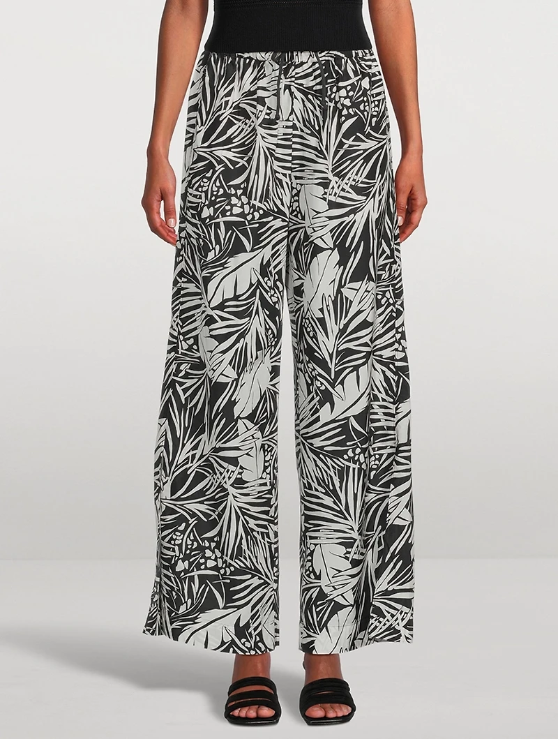 Drawstring Lounge Pants Palm Print
