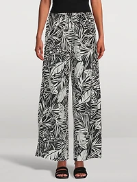 Drawstring Lounge Pants Palm Print
