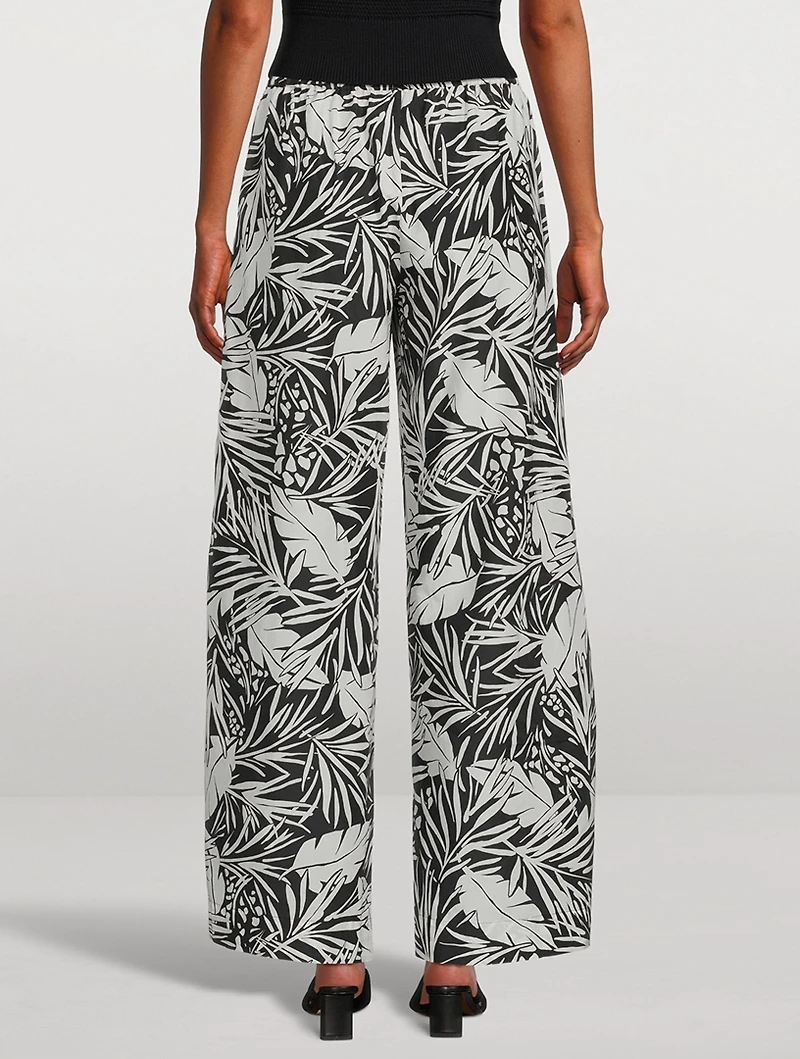 Drawstring Lounge Pants Palm Print