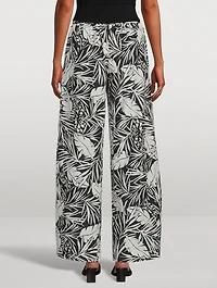 Drawstring Lounge Pants Palm Print