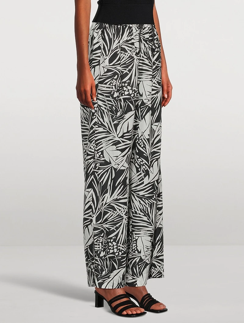 Drawstring Lounge Pants Palm Print