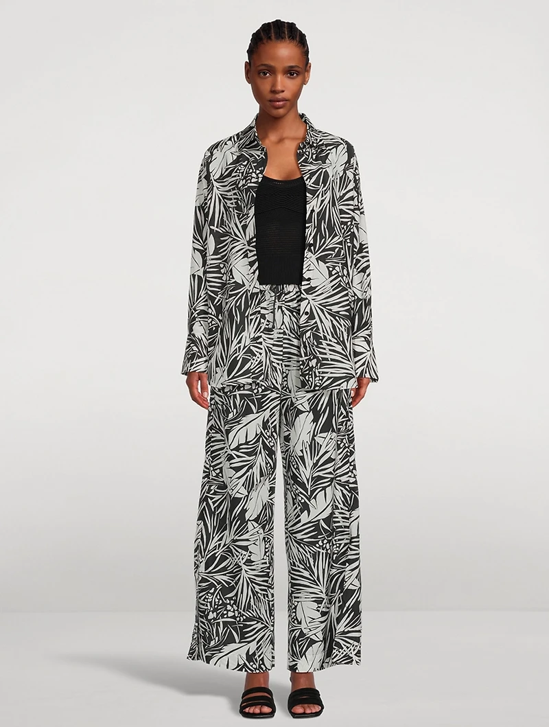 Drawstring Lounge Pants Palm Print