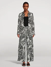 Drawstring Lounge Pants Palm Print