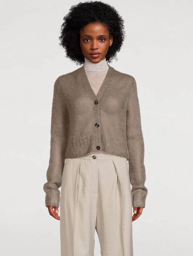 Mohair-Blend Cropped Cardigan