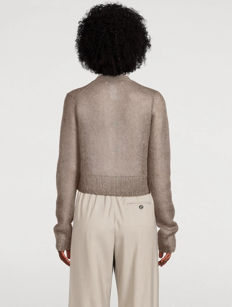 Mohair-Blend Cropped Cardigan