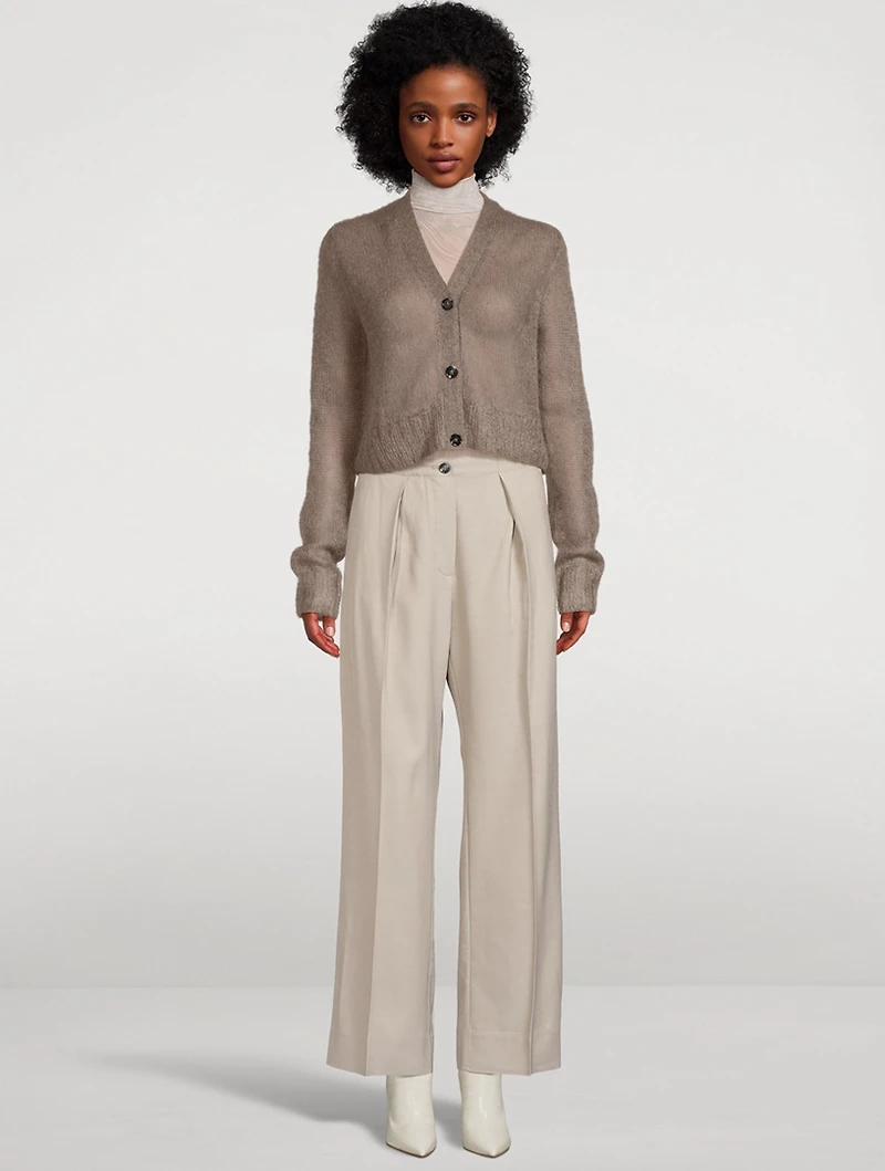 Mohair-Blend Cropped Cardigan