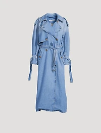 Double-Breasted Denim Trench Coat