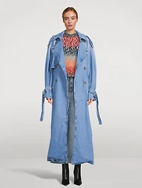 Double-Breasted Denim Trench Coat