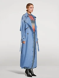 Double-Breasted Denim Trench Coat