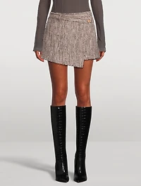 Herringbone Wrap Mini Skirt