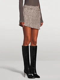 Herringbone Wrap Mini Skirt