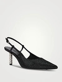 G Cube Embellished Satin Slingback Pumps