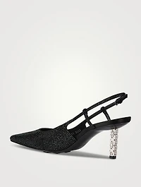 G Cube Embellished Satin Slingback Pumps