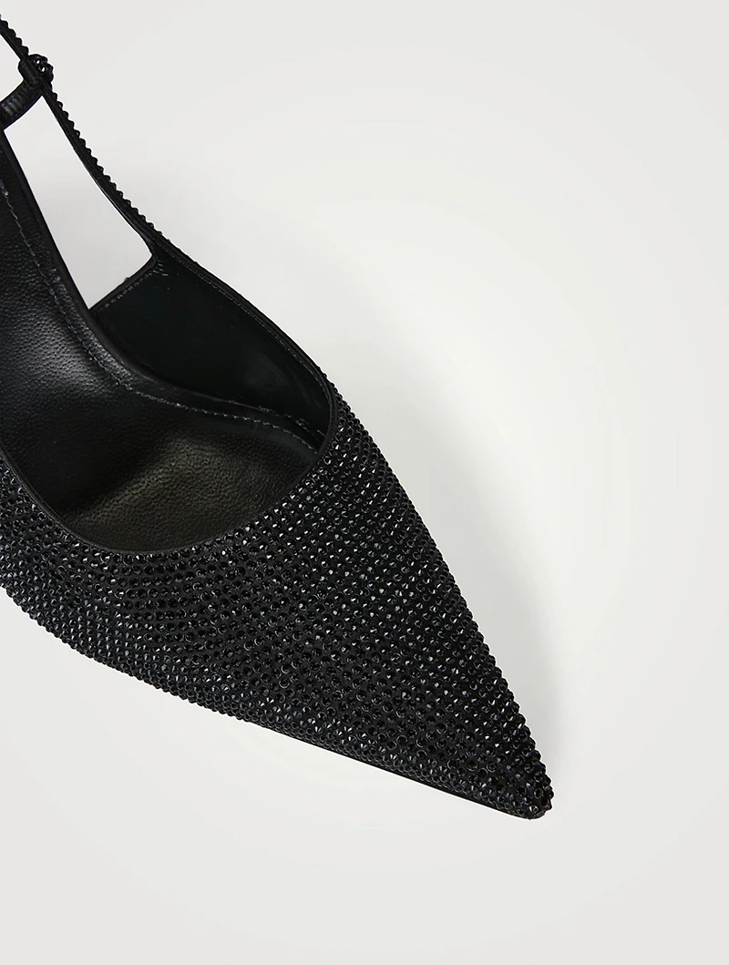 G Cube Embellished Satin Slingback Pumps