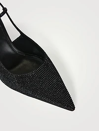 G Cube Embellished Satin Slingback Pumps