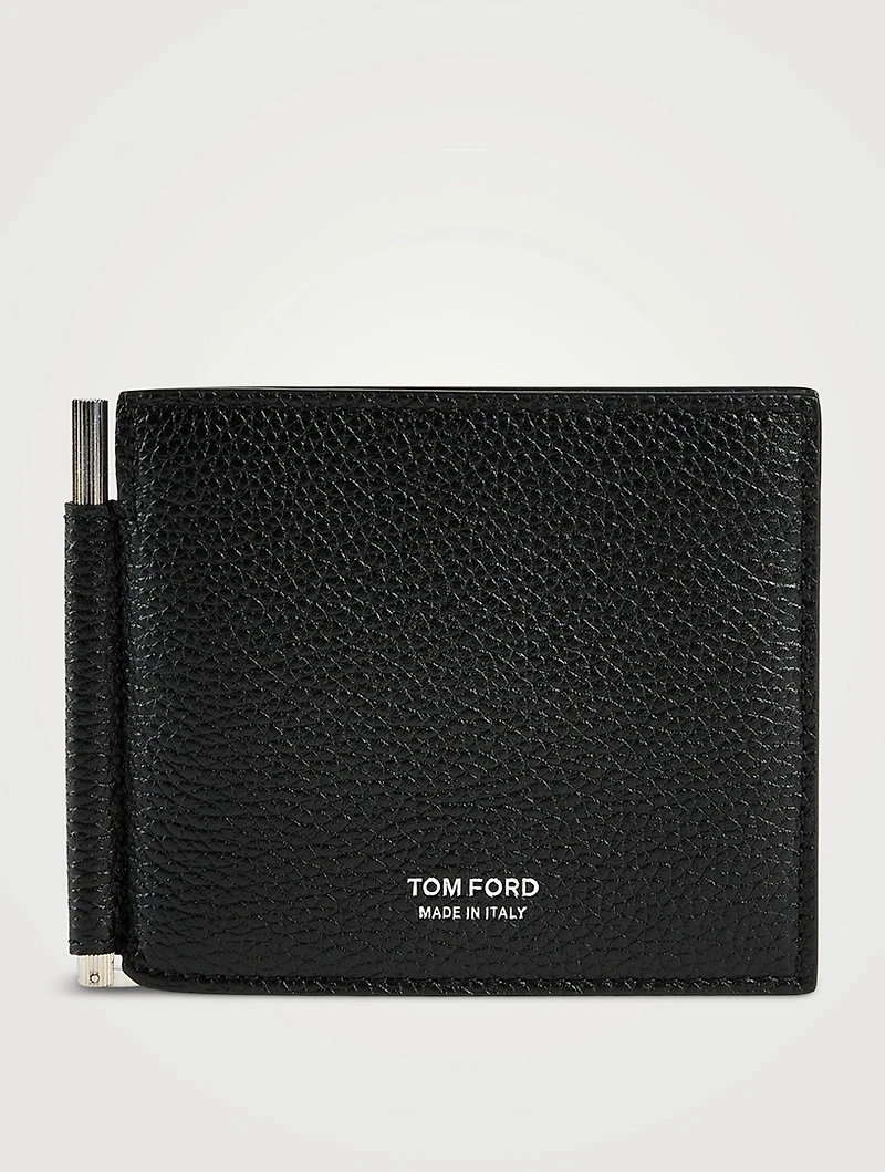 Grain Leather Money Clip Wallet