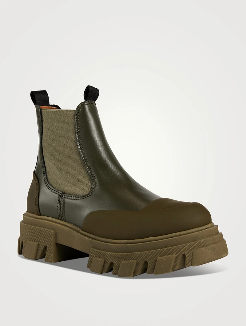 Lug-Sole Leather Chelsea Boots
