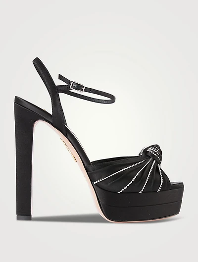 Atelier Crystal Satin Platform Sandals