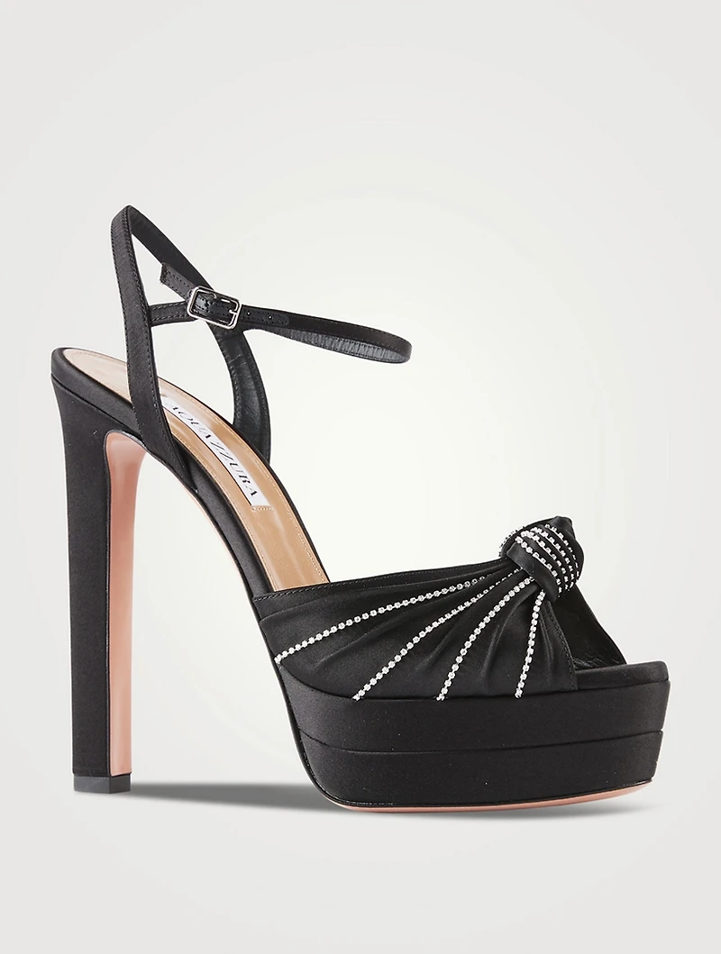 Atelier Crystal Satin Platform Sandals