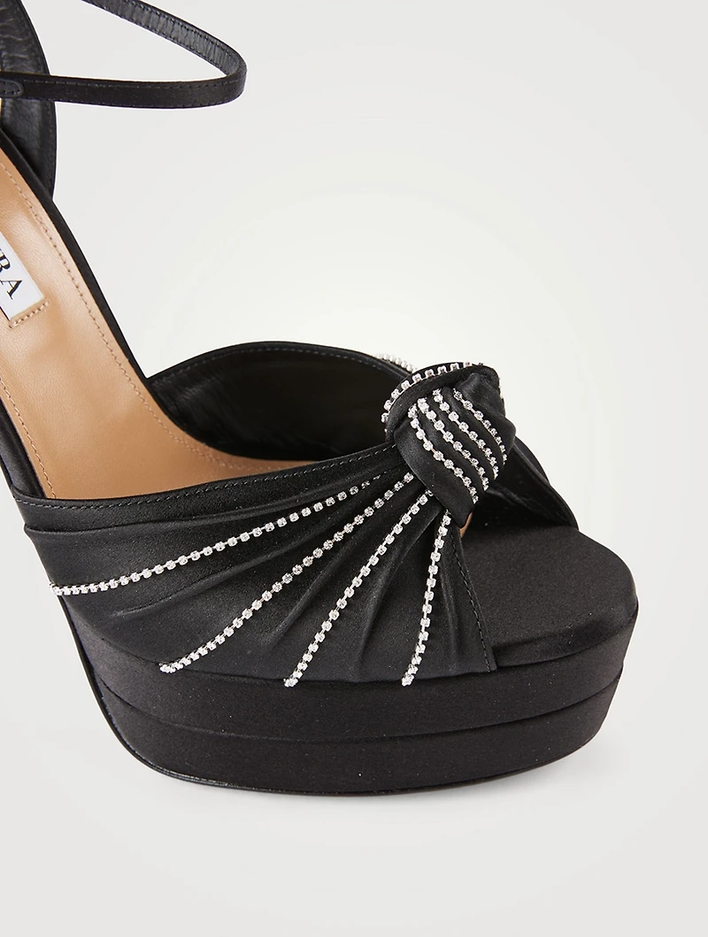 Atelier Crystal Satin Platform Sandals