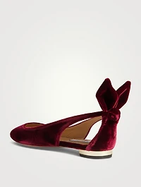 Bow Tie Velvet Ballet Flats