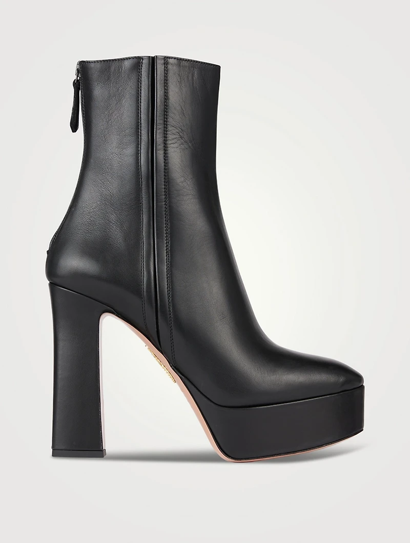 Groove Leather Platform Ankle Boots