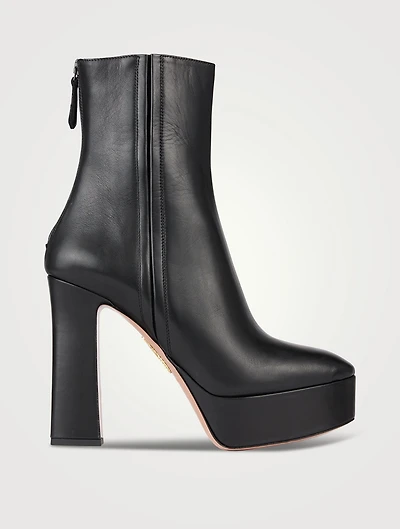 Groove Leather Platform Ankle Boots