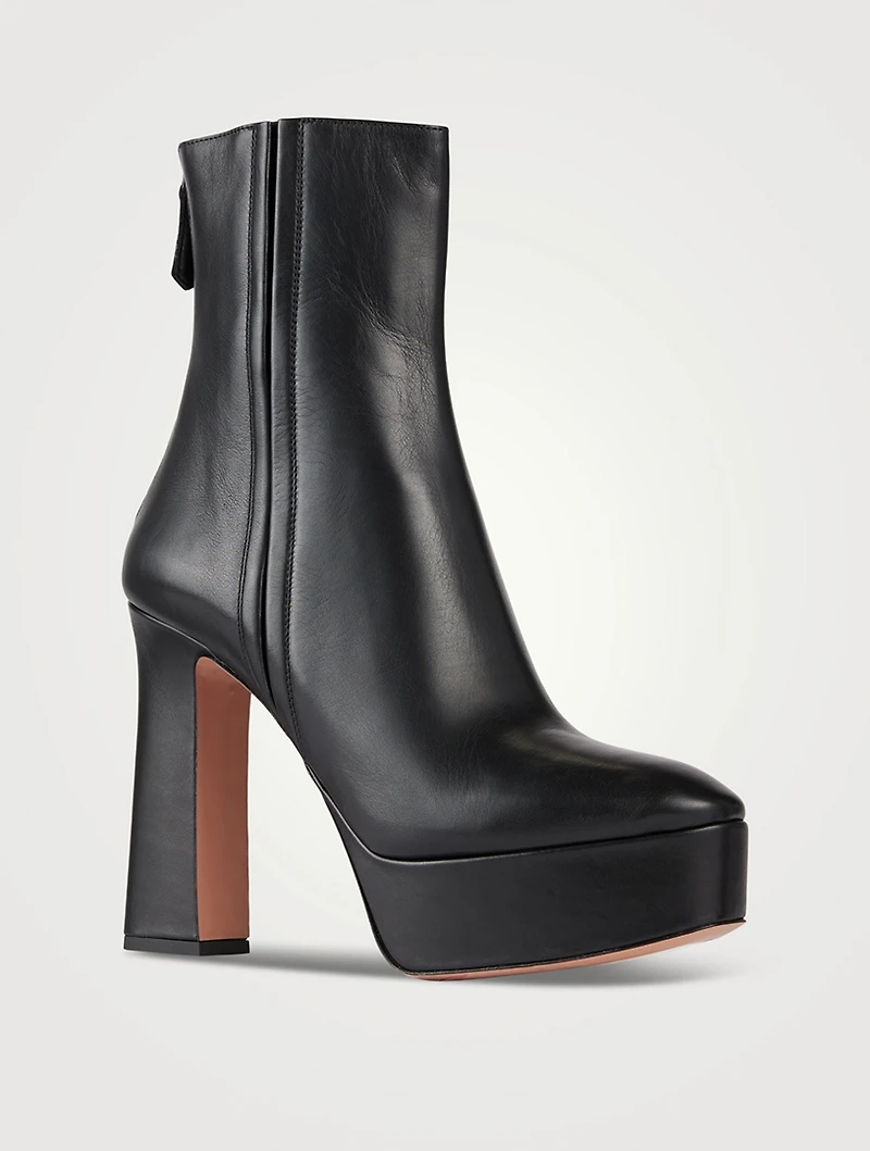 Groove Leather Platform Ankle Boots