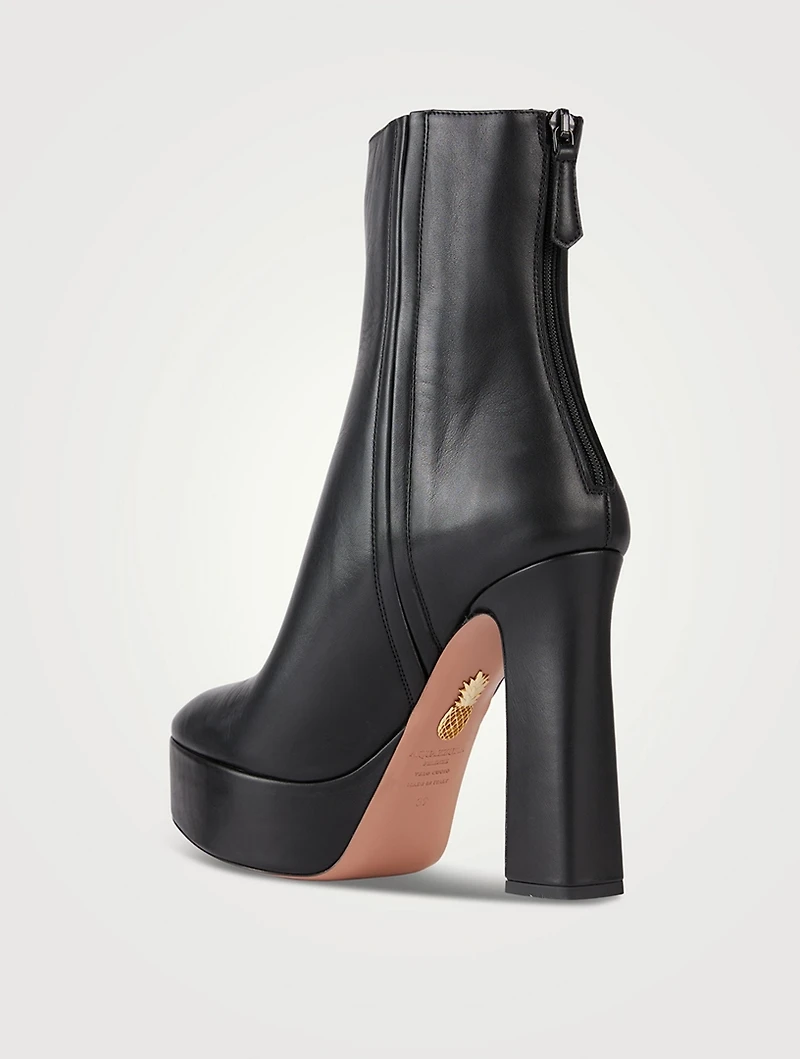 Groove Leather Platform Ankle Boots