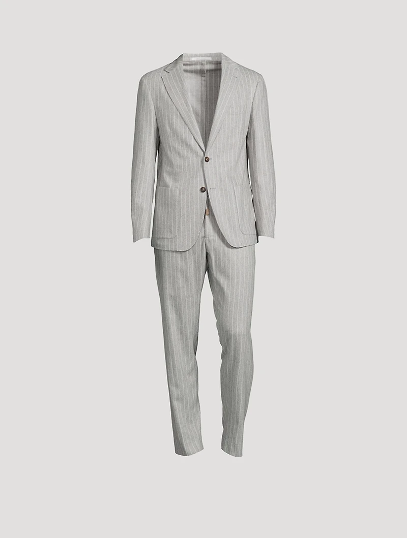 Wool And Cashmere Two-Piece Suit Pinstripe Print