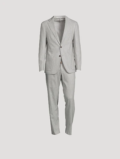 Wool And Cashmere Two-Piece Suit Pinstripe Print