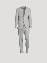Wool And Cashmere Two-Piece Suit Pinstripe Print