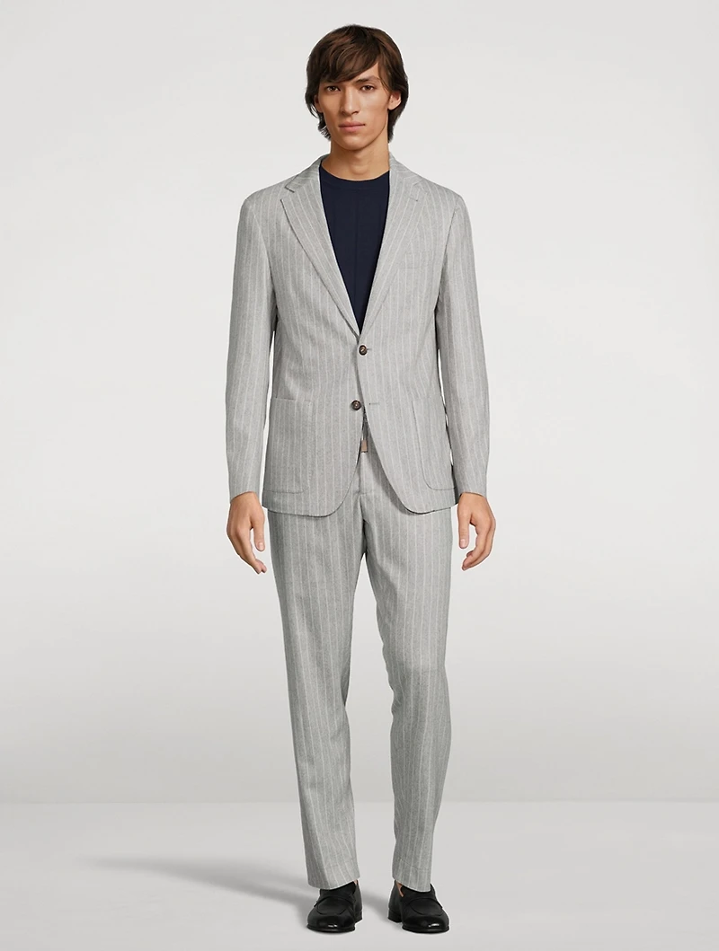 Wool And Cashmere Two-Piece Suit Pinstripe Print