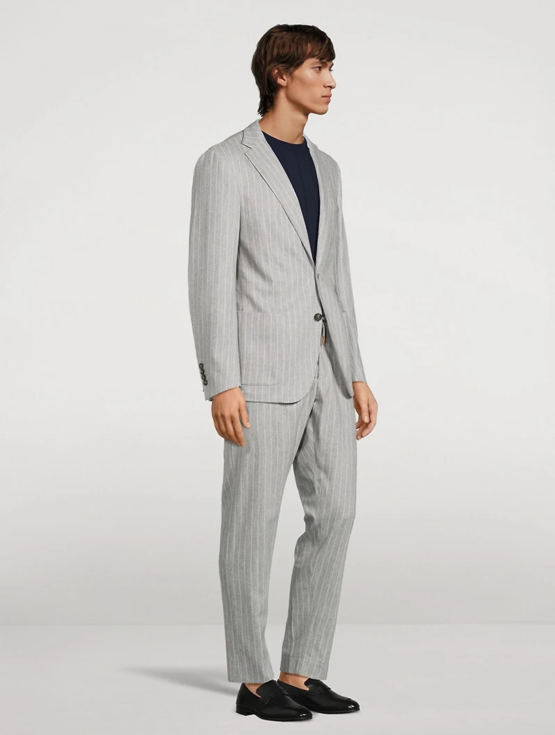 Wool And Cashmere Two-Piece Suit Pinstripe Print