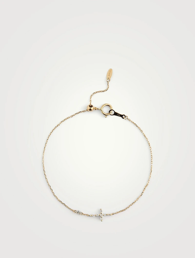 Symbols 18K Gold Bracelet Cross Bracelet With Diamond