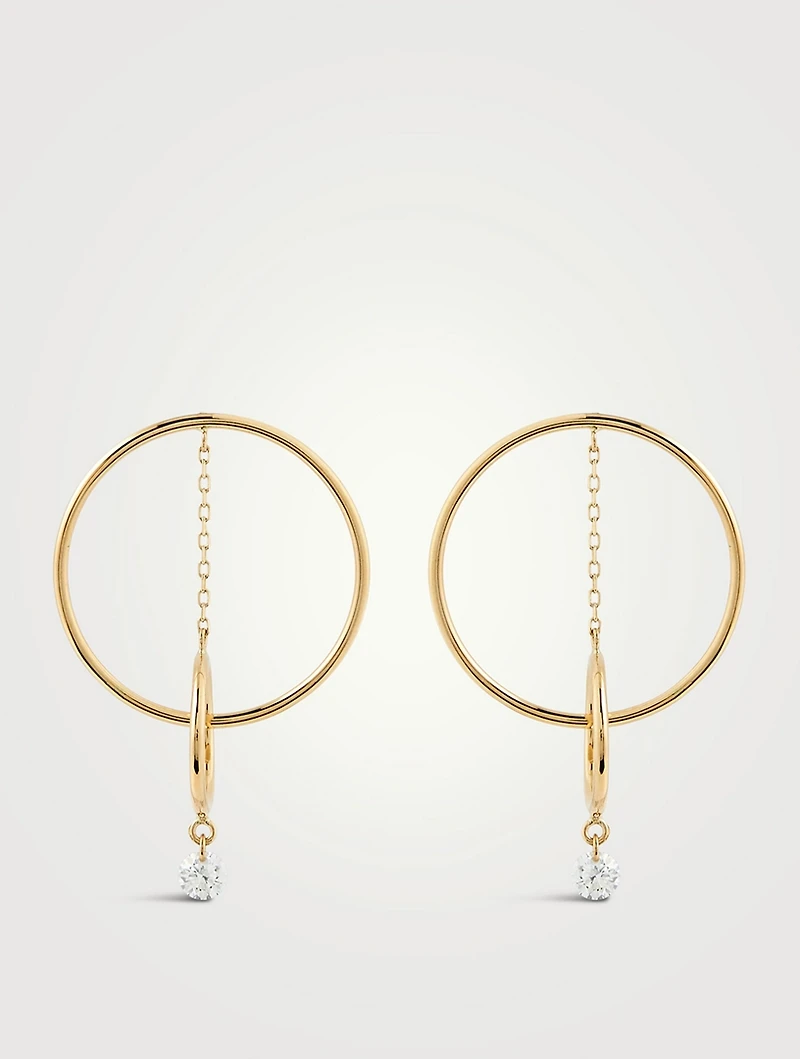 Mini Hélios 18K Gold Orbite Earrings With Diamonds