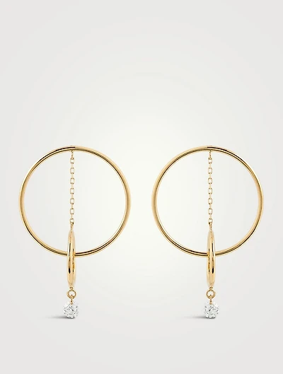 Mini Hélios 18K Gold Orbite Earrings With Diamonds